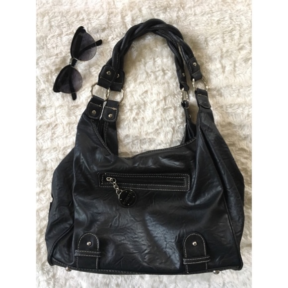 Rosetti Black and Silver Satchel 2 strap purse Bag - Picture 1 of 8